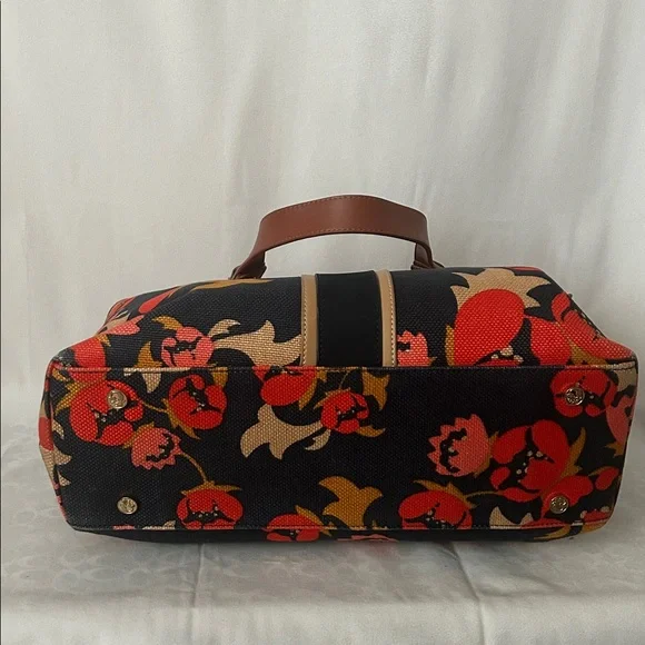 Spartina 449 Pretty Black/Orange Floral Double Straps Shoulder Bag Tote Purse 🌺🌺 - Picture 7 of 14